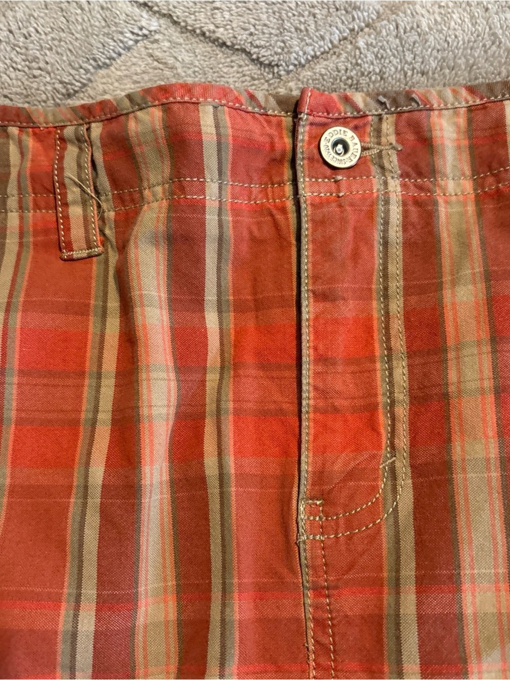Eddie Bauer Cargo Skirt Womens Orange Green Plaid Cotton Utility Y2K Gorpcore - Picture 2 of 9